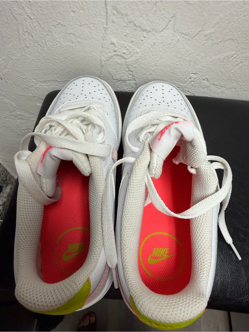 Nike Women's White Low-Top Sneakers with Pink Stitching and Lime Heel - Picture 10 of 12